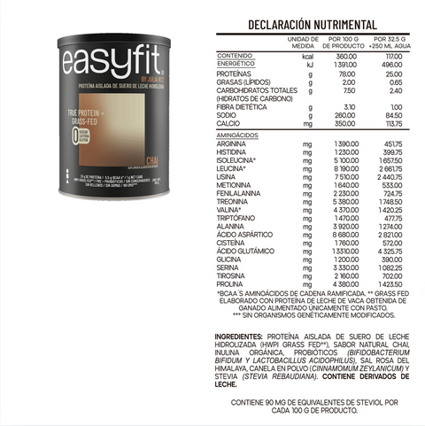 Proteína Premium GRASS-FED - Chai ⎜easyfit