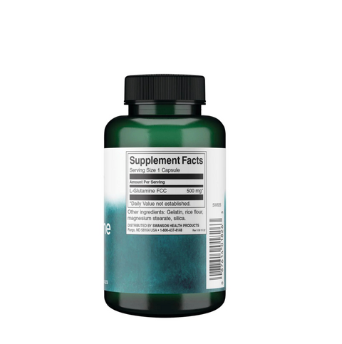Suplemento de Aminoácido L-glutamina 500 miligramos, 100 cápsulas⎜Swanson