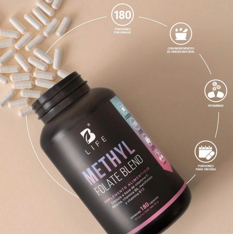 Methyl Folate Blend Mezcla a base de Metilfolato, Vitamina C, Vitamina B6 y B12  | Blife