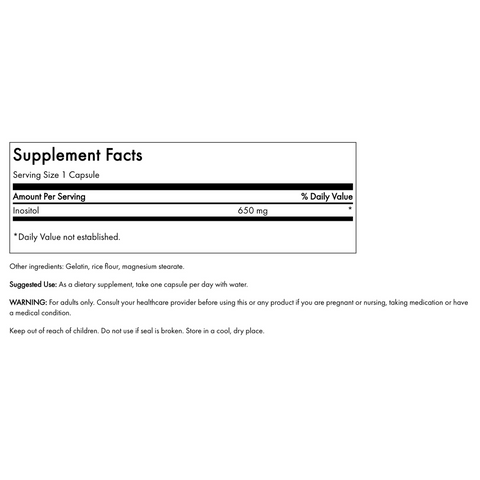 Inositol - 650 mg 100 Cápsulas ⎜Swanson