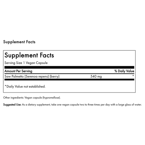 Palma enana americana / Saw Palmetto Full Spectrum  540mg 100 Cápsulas ⎜Swanson