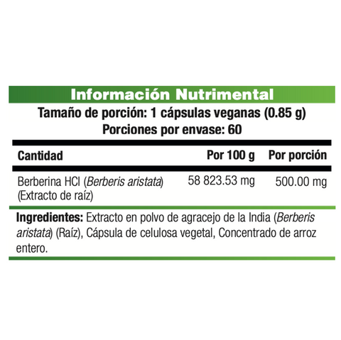 Berberina 500mg 60 Cápsulas veganas ⎜ Solaray
